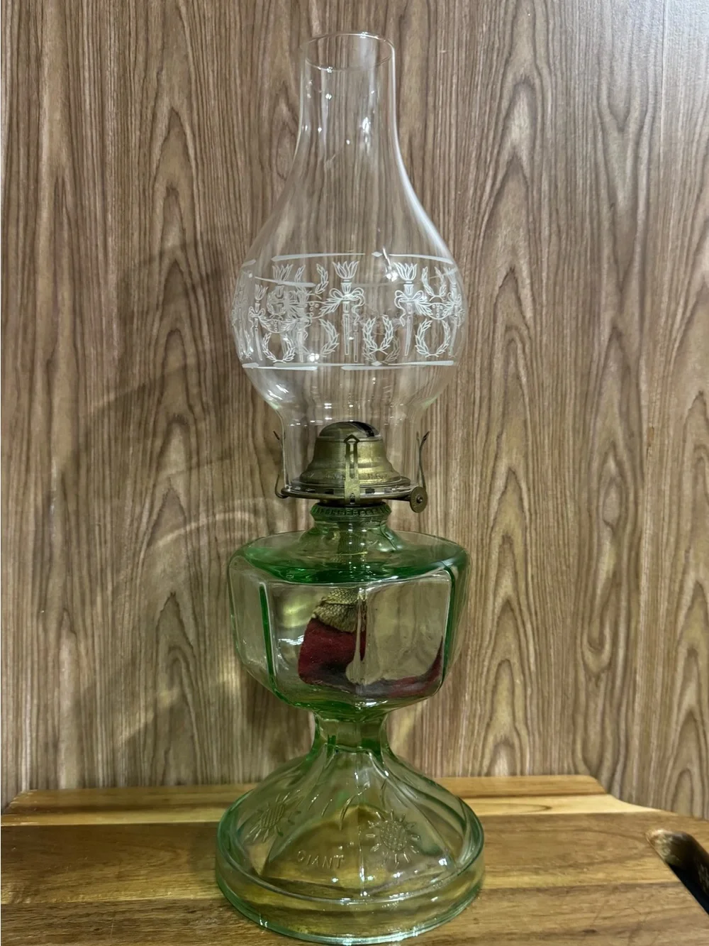 Vintage-Inspired Green Glass Lantern - Home Accents